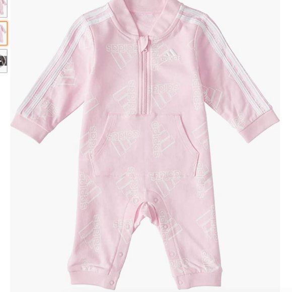 adidas Other - NWT adidas Baby Girls' Long Sleeve Zip Front Printed Coveralls PINK, 6 M